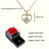 Sparkling Heart Love Necklace with Luxurious Rose Gift Box for Girlfriend Mom Christmas Valentine Gift 2023 Romantic Accessories