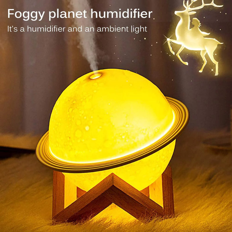 Moon Lamp Humidifier, 2 in 1 Moon Night Light & Humidifiers with USB Recharge, 3 Colors 3D LED Moon Light with Stand, Kids Friend Lover Birthday Gift Bedroom Home Decor 330Ml