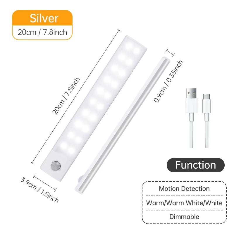 Motion Sensor Light Wireless LED Night Light USB Rechargeable