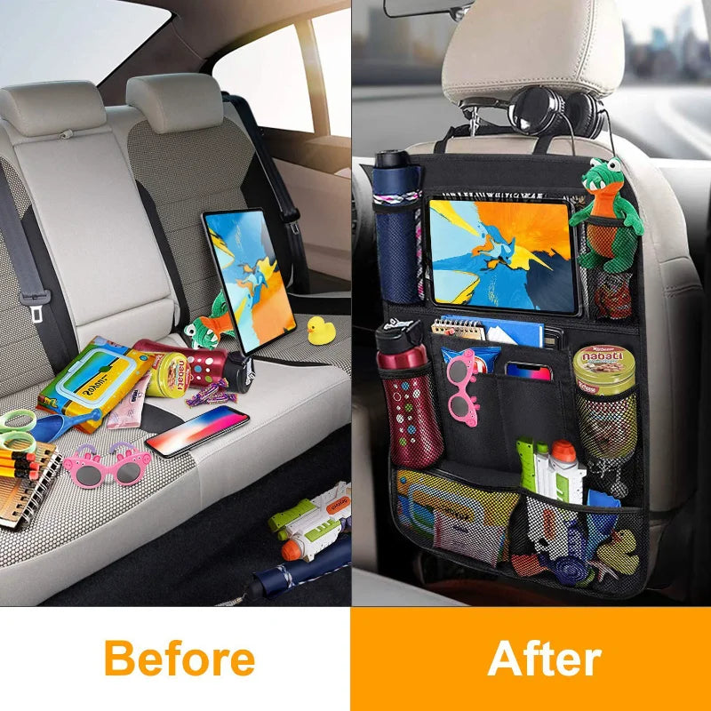 Car Backseat Organizer with Touch Screen Tablet Holder Auto Storage Pockets&Seat Back Protectors and Car Accessories