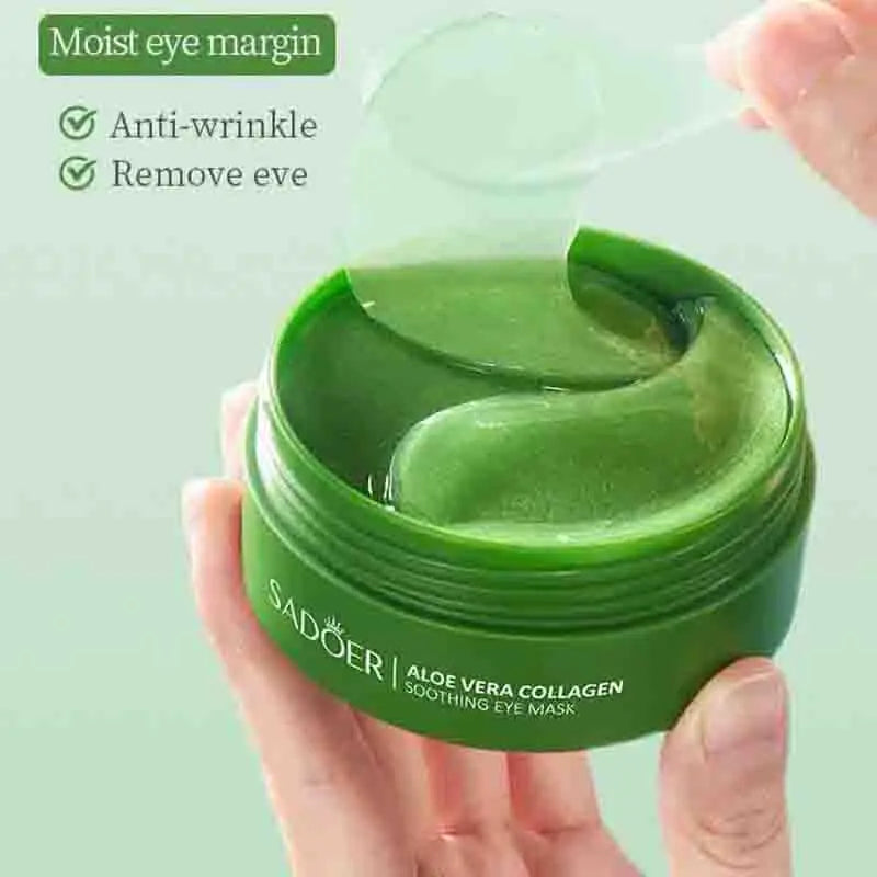 60Pcs Aloe Vera Collagen Eye Mask anti Dark Circles & Eyes Bags Removal