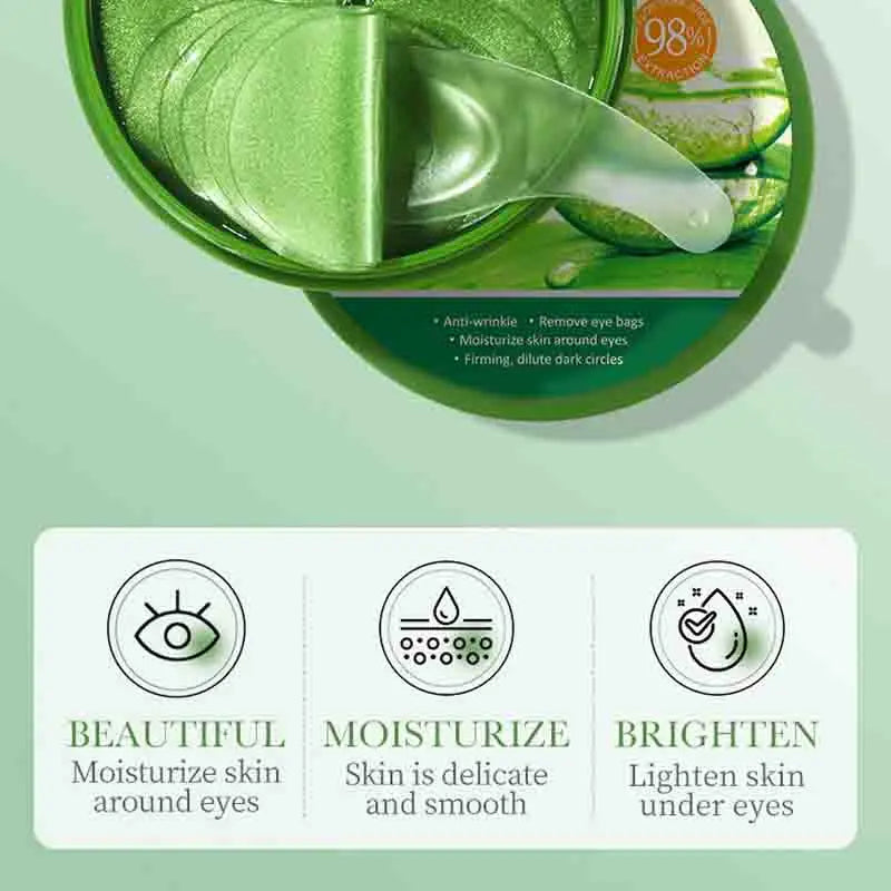 60Pcs Aloe Vera Collagen Eye Mask anti Dark Circles & Eyes Bags Removal