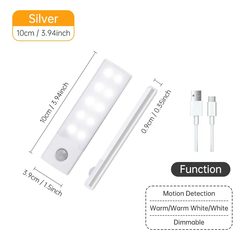 Motion Sensor Light Wireless LED Night Light USB Rechargeable