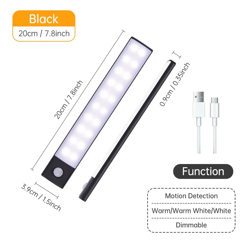 Motion Sensor Light Wireless LED Night Light USB Rechargeable