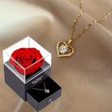 Sparkling Heart Love Necklace with Luxurious Rose Gift Box for Girlfriend Mom Christmas Valentine Gift 2023 Romantic Accessories