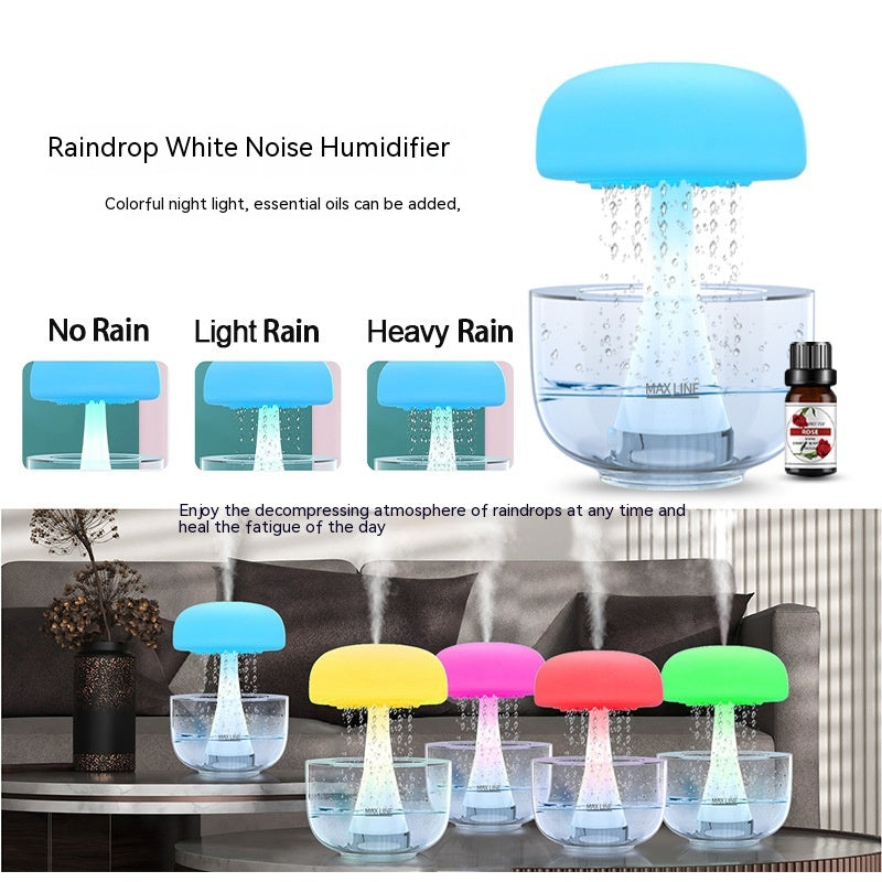 Jellyfish Raindrop Humidifier Ultrasonic Atomization Seven-Color Ambience Light Cloud Rain Aroma Diffuser Home Decor