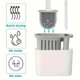 Wall Mounted Toilet Brush Set, 1 Set Including 1 Counts Long Handle Soft Toilet Brushes & 1 Count Toilet Seat Brush with Holder